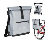 Todeco Bolsa de Bicicleta 3 en 1 (20L), 100% Impermeable y Reflectante con Bolsillo extraíble para portátil, Bolsa Bandolera para Bicicleta, Gris