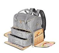 Todeco Bolsa De Maquillaje, Organizador De Esmalte De Uñas con Capacidad para 80 Botellas (15ml) Y Una Lámpara De Uñas,con Secciones De Almacenamiento (Gris)