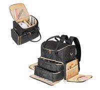 Todeco Bolsa De Maquillaje, Organizador De Esmalte De Uñas con Capacidad para 80 Botellas (15ml) Y Una Lámpara De Uñas,con Secciones De Almacenamiento (Negro)