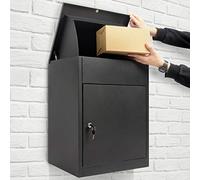 Todeco Buzón para Paquetería con 2 Llaves y Tapa, Caja de Paqueteria De pie, Buzón Grande Pared para Cartas y Paquetes, Buzón de Correos apto para Casa Apartamento Escuela Oficina, 58x44.5x35cm