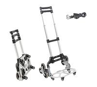 Todeco - Carretilla Plegable Ligera de Aluminio de 10 Ruedas, Carro Plegable con Cuerdas de expansión, Ajuste de Altura, 4 Ruedas universales, Carro de Transporte de Carga 80 kg