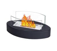 Todeco - Chimenea de Mesa, Chimenea de bioetanol, portátil para Exteriores e Interiores, antorcha de jardín y Chimenea de bioetanol de Acero Inoxidable, Curvada Negra