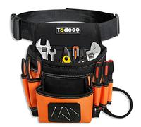 Todeco Cinturón portaherramientas, bolsa de herramientas con cinturón ajustable, cinturón de bricolaje, magnético, para la fijación de tornillos, pernos, nudos, bits, atones, destornillador