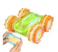 Todeco Coche Anfibio Teledirigido, Coche Radiocontrol, 2.4Ghz 4WD 360° Rotación Coche Teledirigido Niños 8+ Años, con LED, Adecuado para Fiestas, (Verde)
