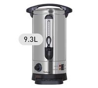 Todeco Dispensador de Bebidas Calientes 9,3L, 1500W Hervidor para Vino Caliente de Acero Inoxidable, con Grifo, bandeja de goteo, termostato, indicador de Nivel, Ajuste de Temperatura de 30-110°C