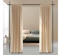 Todeco Divisor de ambientes, Barra de Cortina, Separador de habitación sin taladrar para separación de Habitaciones, protección Visual para salón, 122-305 cm de Alto, 70-275 cm de Ancho, Negro