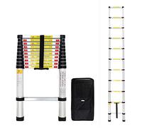 Todeco - Escalera Telescópica, Escalera Plegable - Carga máxima: 150 kg - Estándar/Certificación: EN131 - 3,2 Metro(s), Bolsa de transporte GRATIS, EN 131