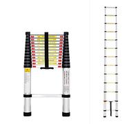 Todeco - Escalera Telescópica, Escalera Plegable - Carga máxima: 150 kg - Estándar/Certificación: EN131 - 3,8 Metro(s), EN 131
