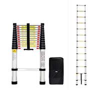 Todeco - Escalera Telescópica, Escalera Plegable - Carga máxima: 150 kg - Estándar/Certificación: EN131 - 3,8 Metro(s), Bolsa de transporte GRATIS, EN 131