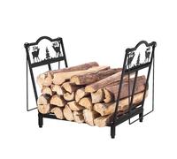 Todeco Estante de Leña Plegable, 38x32x40 cm, Estante de Registro de Chimenea con asas, Soporte de Almacenamiento de Madera para Interiores y Exterior