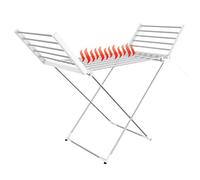 Todeco - Estante Eléctrico de Lavandería, Tendedero Plegable con Niveles para Interior - Tamaño Plegado: 113 x 53 x 7 cm - Material: Aleación de Aluminio - Clásico, Blanco