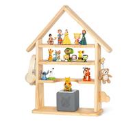 Todeco Estantería magnética de Madera Compatible con Toniebox y Tonies, Soporte Infantil para 30-40 Figuras, Tiras magnéticas reforzadas, Ganchos Laterales, diseño de casita