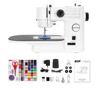 Todeco Máquina de Coser Eléctrica, Mesa Extraíble, 39 Puntadas, Aguja Doble e Hilo Doble, Luz LED, Maquina de Coser Portatil con Pedal, Kit de Costura Completo, para Principiantes y Expertos