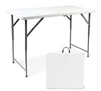 Todeco Mesa Multifuncional con Altura Ajustable, Mesa De Comedor para Camping, Mesa Plegable Multiusos 120x60x76cm, Carga máxima 70 kg, Blanco