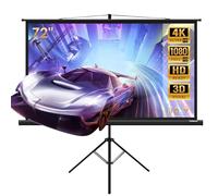 Todeco Pantalla de proyección con Trípode 72 Pulgadas, Plegable Portátil, 16:9 Manual Plegable, Soporte de trípode, para Patio, Teatro Exterior, 160 x 90 cm