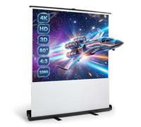 Todeco Pantalla de Proyector con Soporte 80 Pulgadas 4:3, Pantalla Portátil, Sin Instalación, para Cine en Casa, Oficina y Presentaciones
