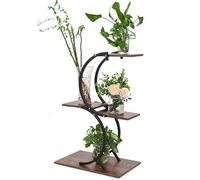 Todeco Soporte de Plantas de Metal 4 Niveles, MDF para Interior