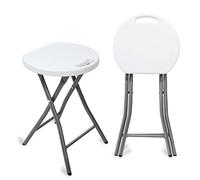 Todeco Taburete Plegable Juego Set de 2 con Mango de plástico,Metal,Taburete Baño Plegable,Taburete Plegable Exterior para jardín, Camping, Pesca, Barbacoa, baño, Carga máxima: 200 kg