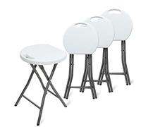 Todeco Taburete Plegable Juego Set de 4 con mango de plástico,metal,Taburete Baño Plegable,Taburete Plegable Exterior para jardín, camping, pesca, barbacoa, baño, carga máxima: 200 kg