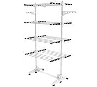 Todeco Tendedero de Torre Plegable, Torre de Ropa de 4 Niveles de Tubos de Acero Inoxidable, secador de Torre con 6 Ruedas, alas, tendedero de Torre móvil para balcón, salón, Cuarto de baño, Color