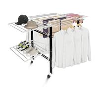 Todeco - Tendedero Plegable, Tendedero de Ropa Plegable - Material: Plástico ABS - Tamaño de las rejillas laterales plegables grandes: 49,0 x 43,2 cm (x 4 piezas) - 174 x 105 x 84 cm, Negro/Blanco