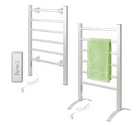 Todeco Toallero Eléctrico Baño con Temporizador, 2 en 1 Calienta Toallas Electrico de pie y Montaje en Pared, Toallero Eléctrico de Bajo Consumo, Aquecedor de Toalhas, 6 Barras