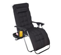 Todeco Tumbona Plegable Jardín con Cojín Extraíble, 2 en 1 Silla Gravedad Cero Reclinable con Portavasos Respaldo Ajustable para Patio, Camping, Terraza y Piscina, Negro