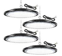 TODEHI 4pcs 100W UFO LED Lámpara de Alta Bahía, Naves Industriales 10000LM Focos Led Interior Techo, 6500K Iluminación de Almacén,IP66 Impermeable Campana Industrial Para Patio,Garaje,Fábrica