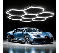 TODEHI 7 Hex Lámpara de techo LED hexagonal para garaje-30pcs luces de tubo 240W 6500K luces LED de techo conectables para taller,garaje,almacén,gimnasio,sala de lavado para el cuidado del automóvil