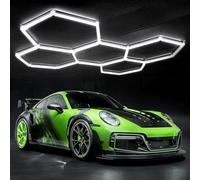TODEHI Lámpara de techo LED hexagonal para garaje 5 Hex 192W luces de tubo | 6500K luces LED de techo conectables para taller, garaje, almacén, gimnasio,sala de lavado para el cuidado del automóvil
