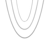 Todenb 3 collares cuadrados para hombre, collar de cadena rolo de 2,5 a 5 mm, 20 a 28 pulgadas, collar redondo de acero inoxidable para hombres y mujeres, Acero inoxidable, No es una piedra preciosa