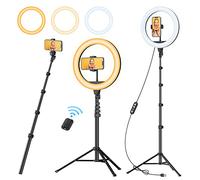 TODI 12" Ring Light with 63" extendable Tripod Stand, Selfie RingLight with Phone Holder and Selfie Remote, 2-in-1 Dimmable LED Ring Light for Makeup, Live Stream, Photography