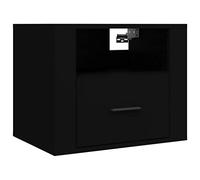 Todiikf Mesita de noche colgante de pared, color negro, 50 x 36 x 40 cm | Consola de pared para tu dormitorio que ahorra espacio y está hecha de madera resistente con un práctico espacio de