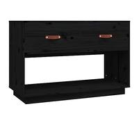 Todiikf Mueble de TV negro de 90 x 40 x 60 cm de pino macizo con vetas rústicas, mucho espacio de almacenamiento, placa superior estable para televisores de 55 a 65 pulgadas en el moderno salón