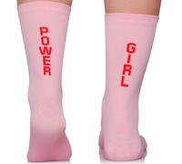 TODO Calcetines de Ciclismo para Hombre y Mujer, Calcetín Transpirable de Carrera para Bicicleta, Calcetín Delgado sin Ampollas con Diseño "Girl Power", Color Rosa, Talla 35-38