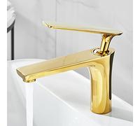 Todo cobre caliente y frío grifo de lavabo oro blanco lavabo de baño debajo del grifo del lavabo, oro brillante