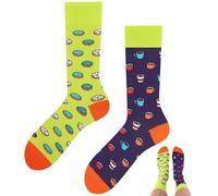 TODO Colours Divertidos calcetines con diseño - Multicolor, colorido, loco para la alegría de vivir, Calcetines Donut & Café, 39-42