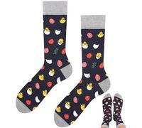 TODO Colours Divertidos calcetines con diseño - Multicolor, colorido, loco para la alegría de vivir, Calcetines de Pascua Huevo de Pascua Azul-Gris, 39-42