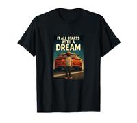 Todo Comienza con un sueño - Supercar Motivación Retro Art Camiseta
