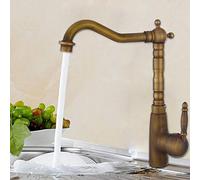 Todo el grifo antiguo de la cuenca de cobre, fregadero de la cocina del cuenco, grifo giratorio