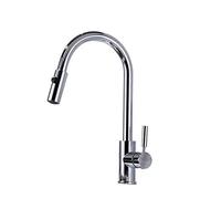 Todo el Grifo de la Cocina de Cobre, Espejo galvanizado, Grifo del Fregadero de la Cocina, Grifo extraíble con Cabezal rociador, Lavabo, Mezclador frío y Caliente, Grifo Mezclador Giratorio
