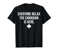 Todo el Mundo se relaja El Canadiense está aquí Hoja de Arce Envejecida Camiseta gráfica económica, Hombre, Negro, S