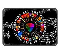 Todo El Pueblo En Paz Guitarra Surround Ronda Placa Metálica Decoración Cartel De Metal Vintage Letrero De Metal para Baño Bar Clube 20X30Cm