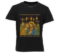 Todo Empezó con Un Beso Camiseta Niños Camiseta Cuello Redondo Negra para Niño Niña T-Shirt Kids Black Crewneck tee For Boy Girl
