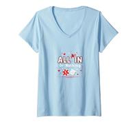 Todo en o Nada Juego Cita Casino Amante Regalo Camiseta Cuello V, Mujer, Azul Bebé, L