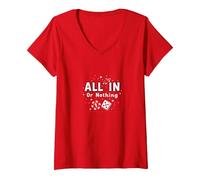 Todo en o Nada Juego Cita Casino Amante Regalo Camiseta Cuello V, Mujer, Rojo, XXL