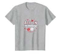 Todo en o Nada Juego Cita Casino Amante Regalo Camiseta, Niños, Gris Jaspeado, 4 años