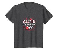 Todo en o Nada Juego Cita Casino Amante Regalo Camiseta, Niños, Jaspeado Oscuro, 4 años