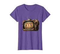 Todo es Propaganda Vintage TV Camiseta, Mujer, Morado Jaspeado, M