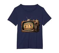 Todo es Propaganda Vintage TV Camiseta, Mujer Tallas Grandes, Azul Marino, 1XL Grande